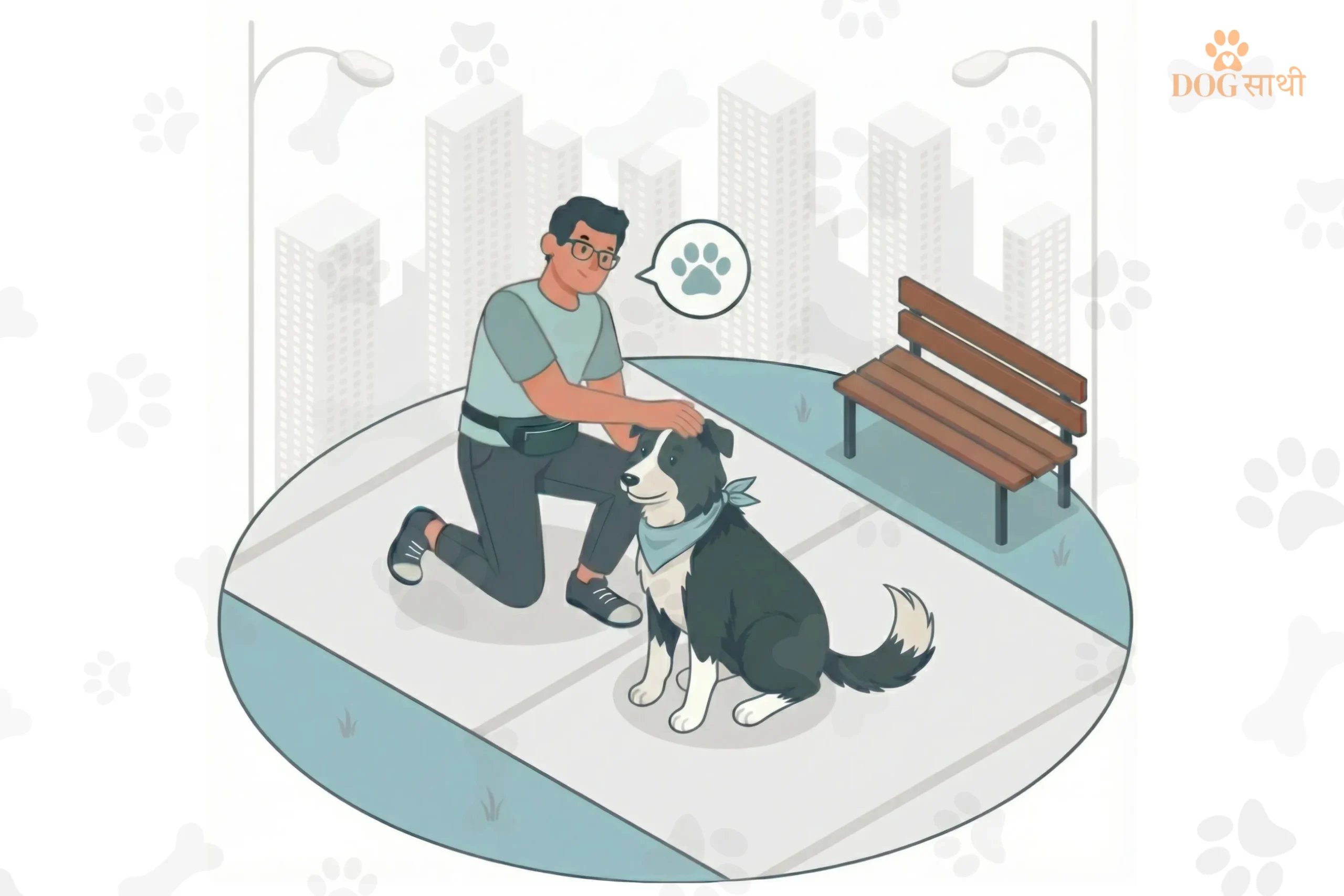 Professional dog walking services Delhi by Dog Sathi showing calm bonding between walker and dog