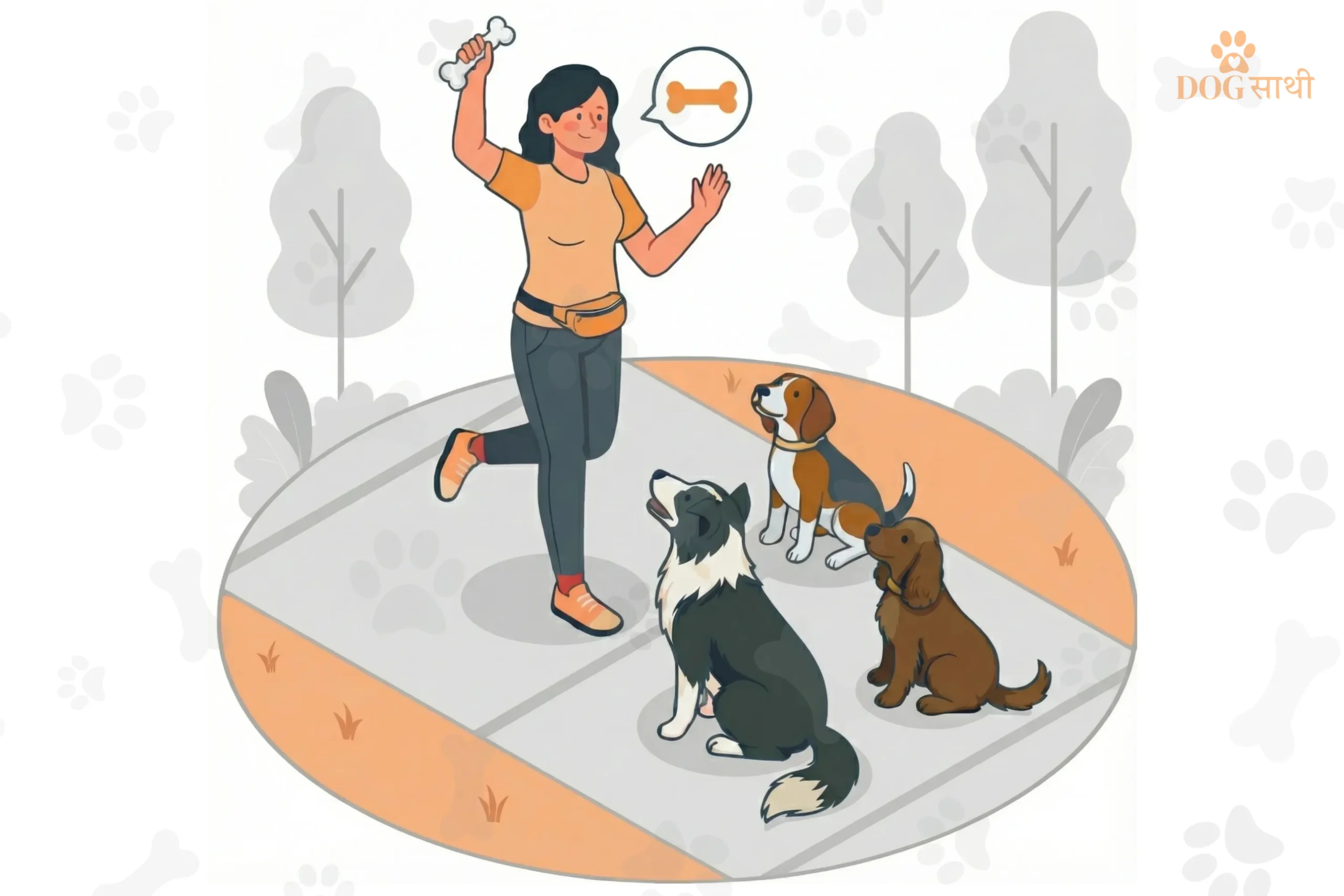 Dog walkers near me from Dog Sathi engaging dogs with positive attention during a calm park walk