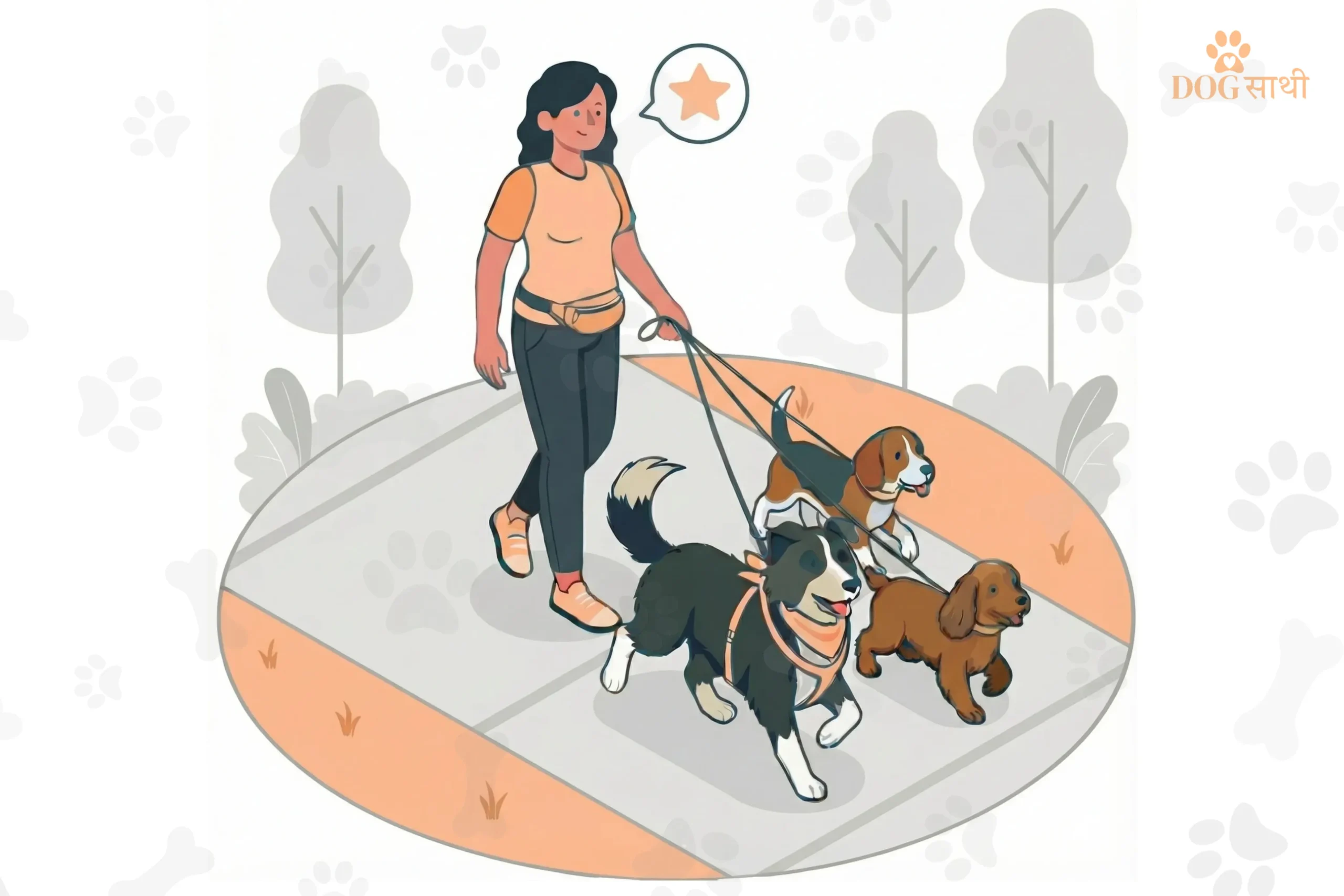 Professional dog walker near me from Dog Sathi walking multiple dogs safely in a park